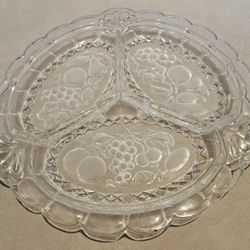 Imperial Glass Intaglio Fruit Line 255 3Part Relish Dish Serving Plate / Platter