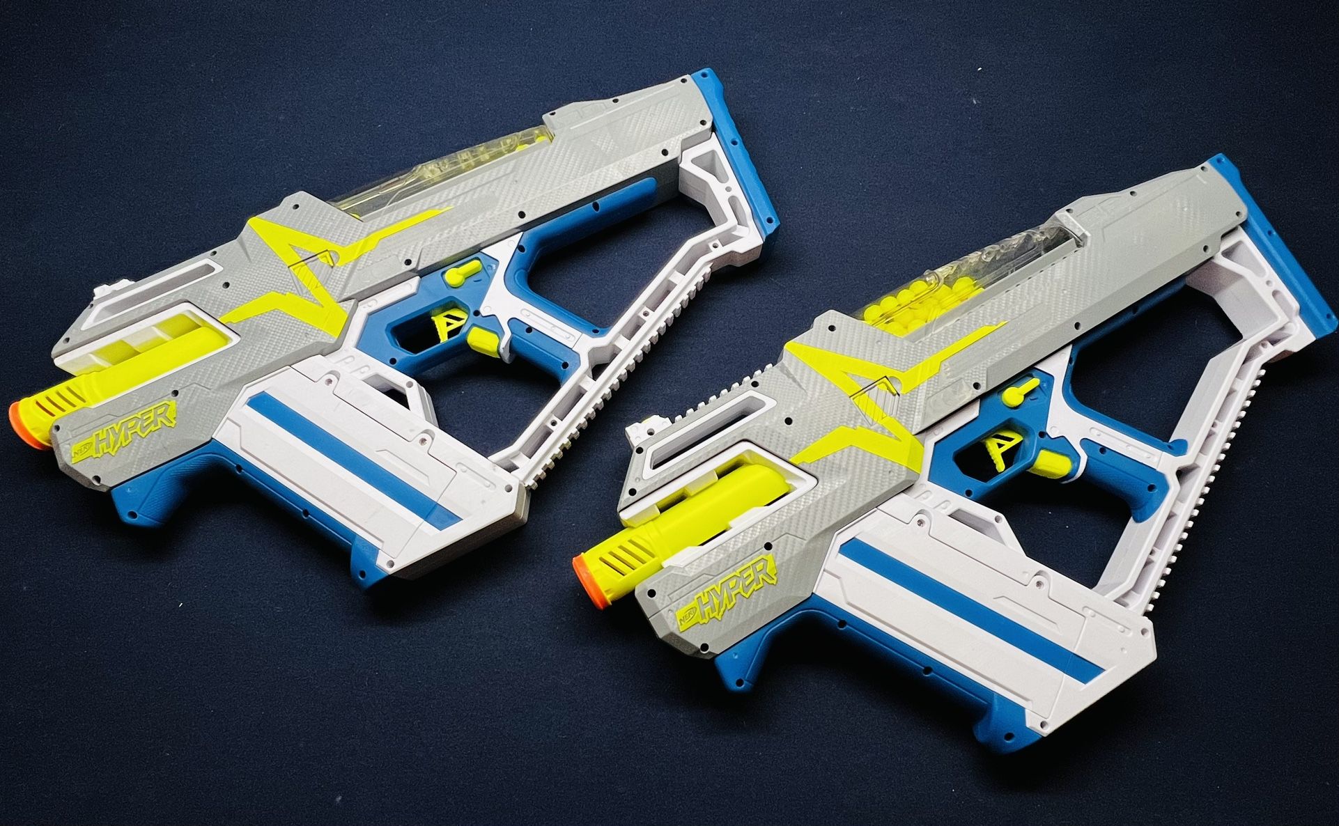 2 NERF HYPER MACH-100 FULLY MOTORIZED HIGH VELOCITY BLASTERS 