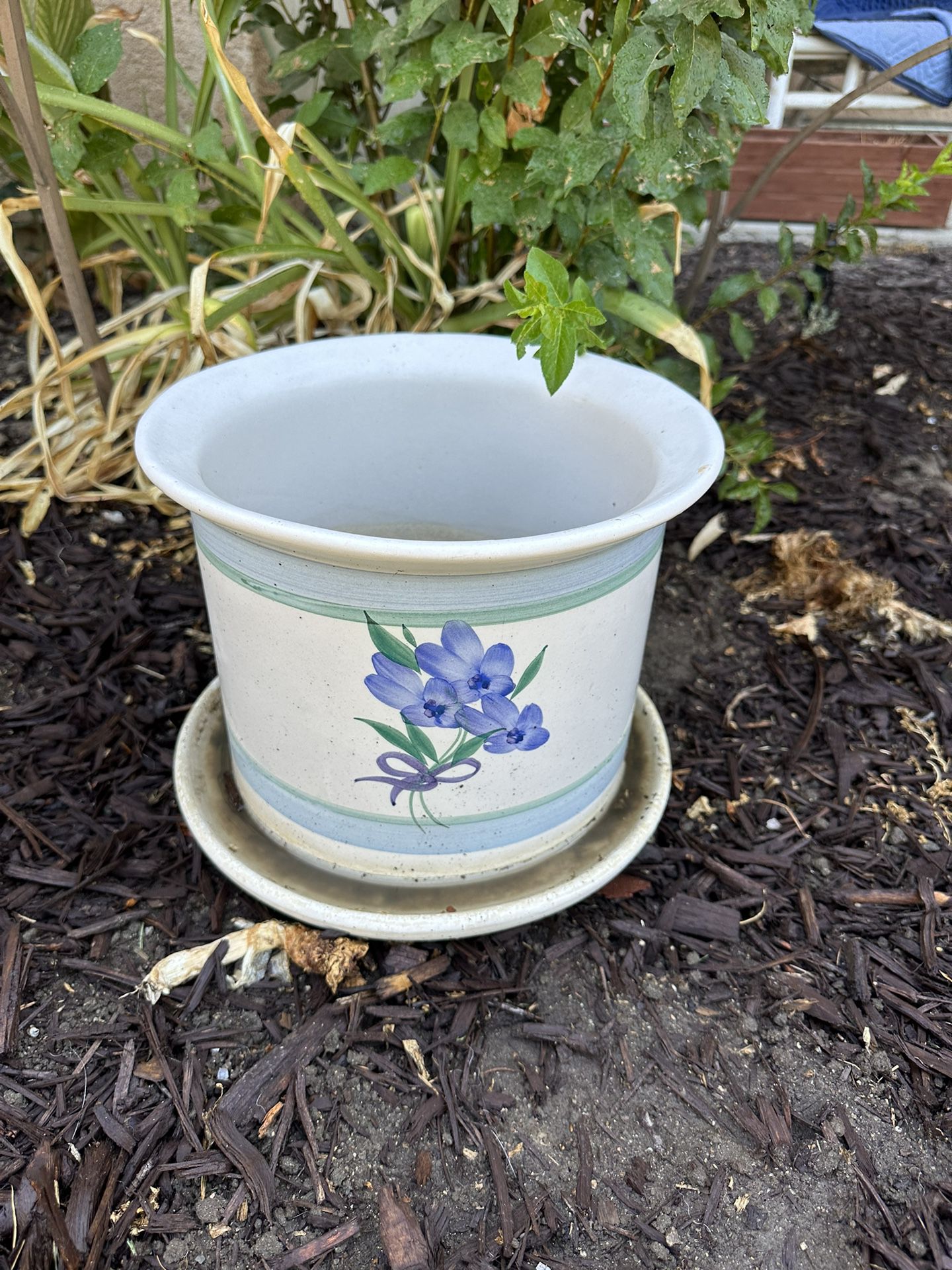 Vintage 80 Stoneware Floral Planter Pot Flower Pot