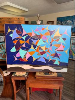 Beautiful Mid Century oil on canvas signed by the artist as is