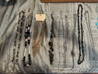 9 Vintage Long Multiple Strands Necklaces 