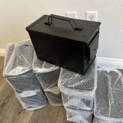 X8 50 Caliber Black Metal Ammo Cans Ammunition Boxes 