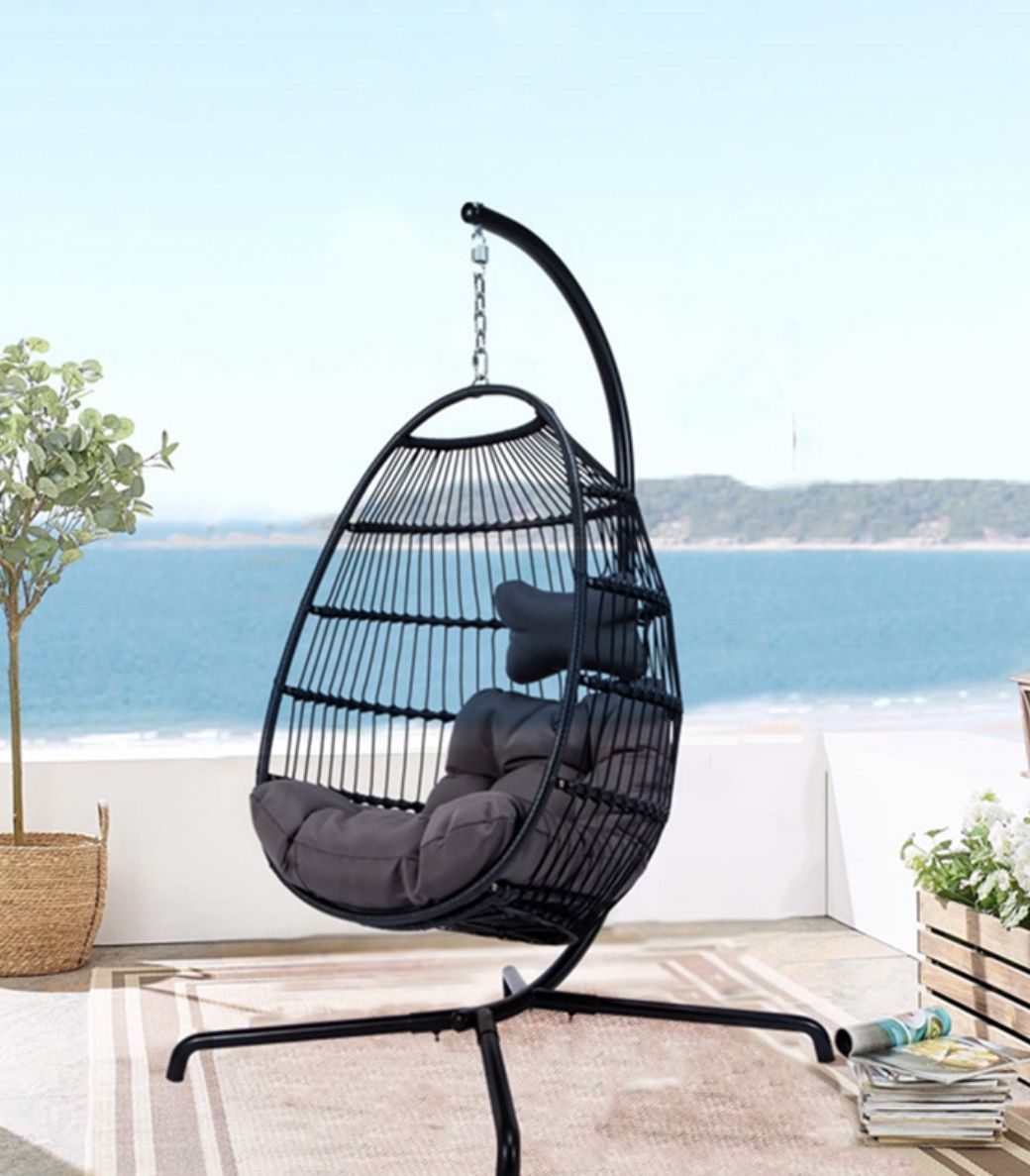 Garden Patio Rattan Single Foldable Hanging Chair