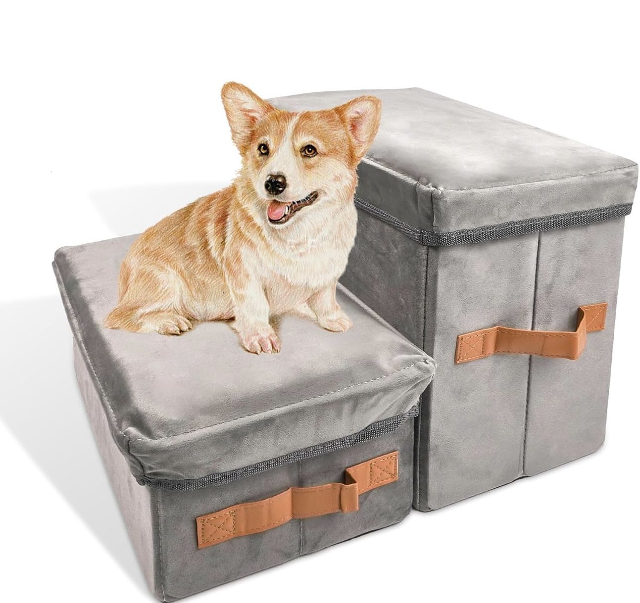 Dog Stairs with Storage, Foldable Dog Steps