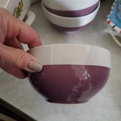 Purple & White Bowls, X8
