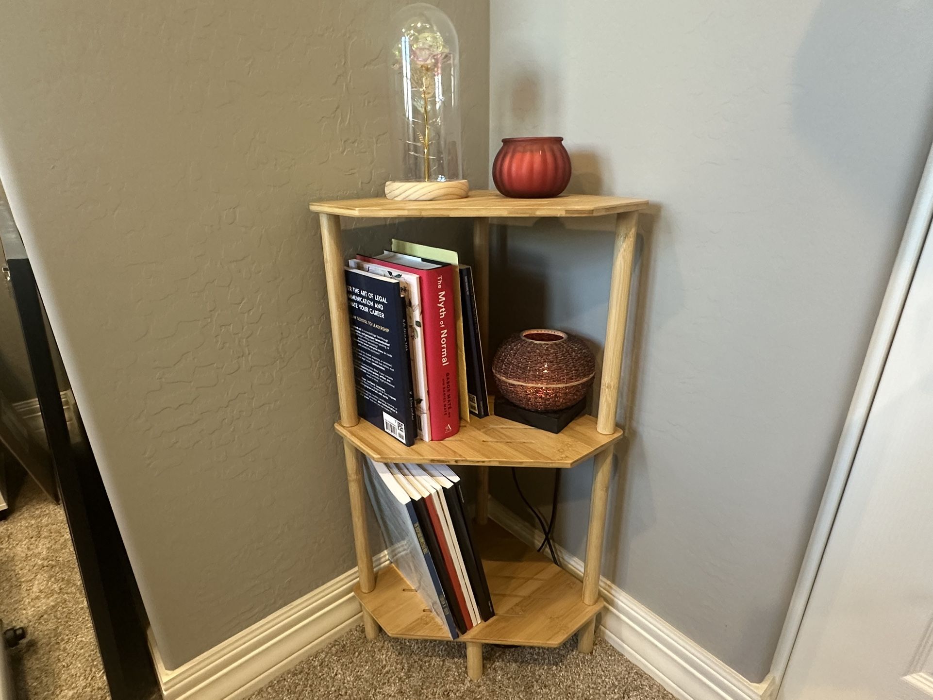 3 Tier Corner Shelf Stand, Narrow Corner Bookshelf