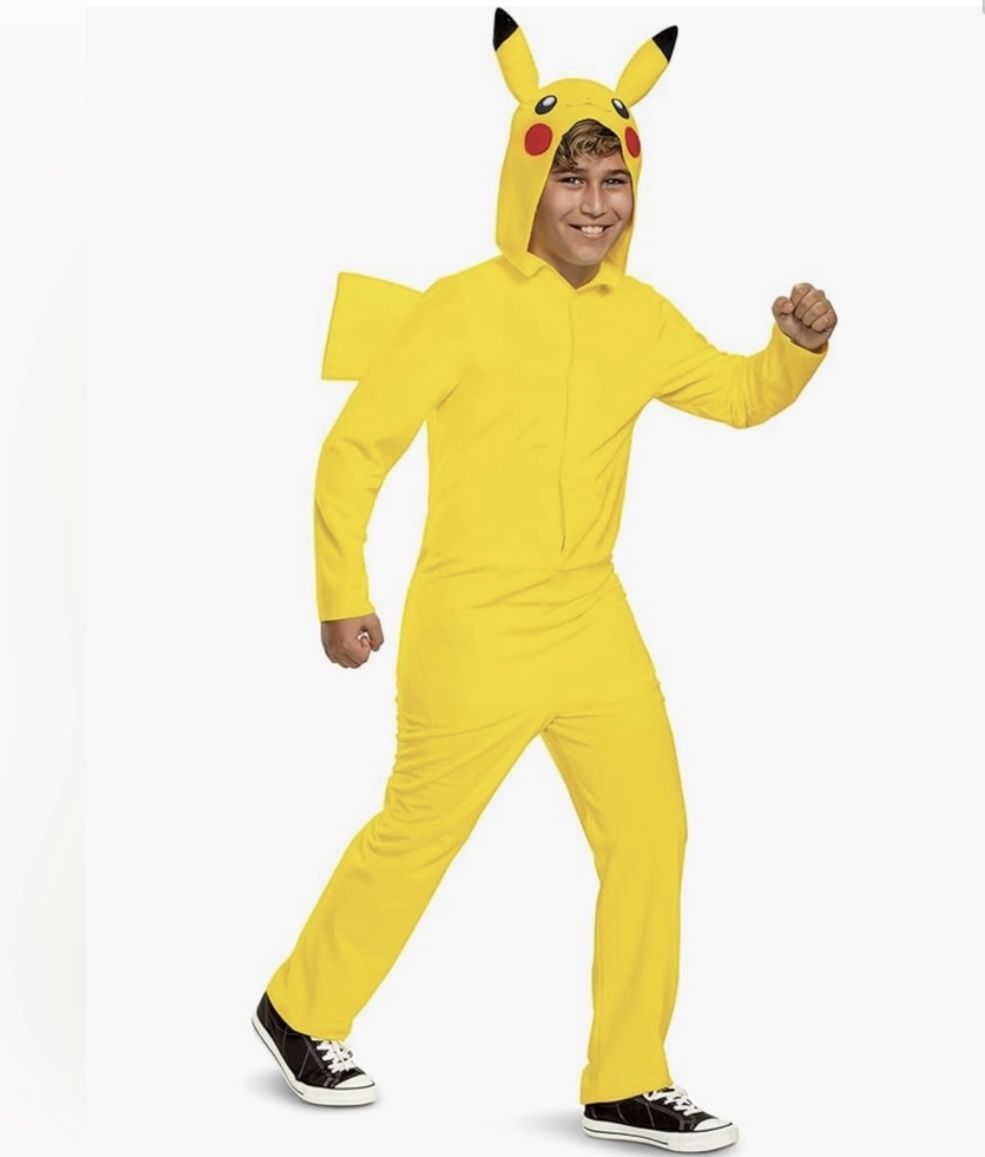 Disguise Pikachu Costume Kids Pokemon Costume Hooded Jumpsuit New Medium 7-8