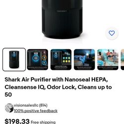 Shark Air Purifier With Nanoseal HEPA, Clean sense IQ,Odor Lock