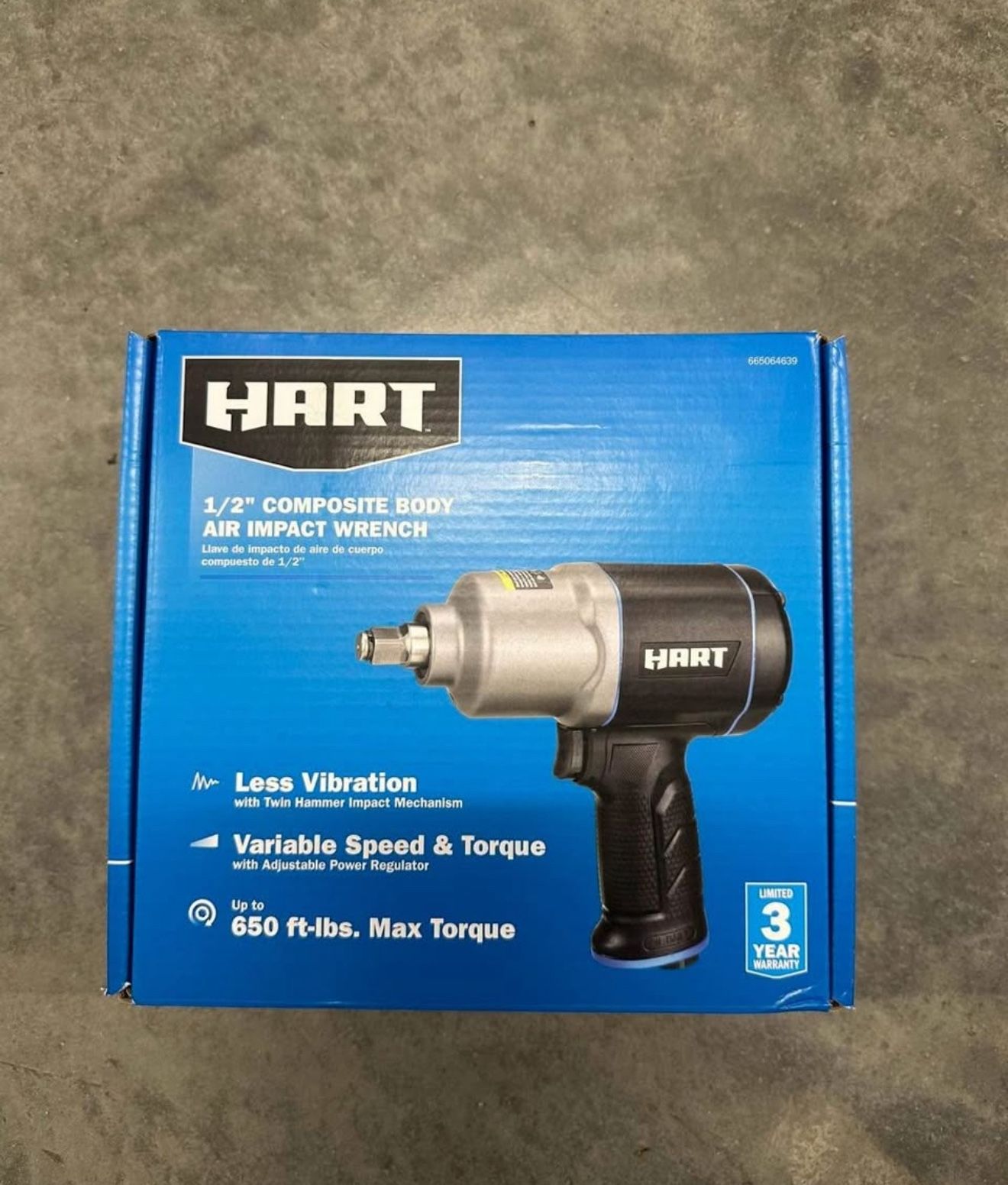 HART 1/2” Composite Body Air Impact Wrench Powerful Twin-hammer Impact Mechanism Max Torque