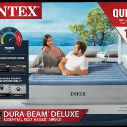 Brand new in original box – Intex Queen Size Dura-Beam Deluxe Raised Airbed. One of Intex’s most popular and reliable inflatable mattresses.