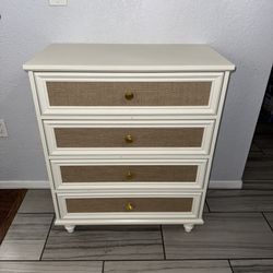 BRAND NEW!!!! White/Ivory and Rattan 4 Drawer Dresser/Oversized Nightstand