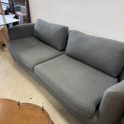 Grey Wide Seat Curved Arm Sofa - Excellent Condition
