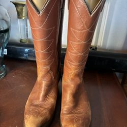 Double H Women’s Western Boots Size 7 1/2 M Brown Leather Distressed Ranch Wear