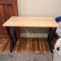 Handcrafted Solid Maple Table with Modern Steel Legs