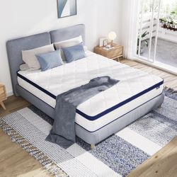 12 Inch Queen Mattresses in a Box, Hybrid Queen Size Mattresses with Comfort Foam and Pocket Coils