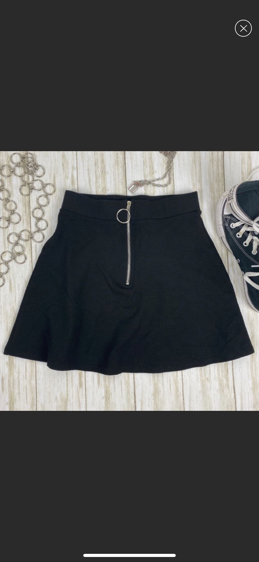 black mini skater skirt