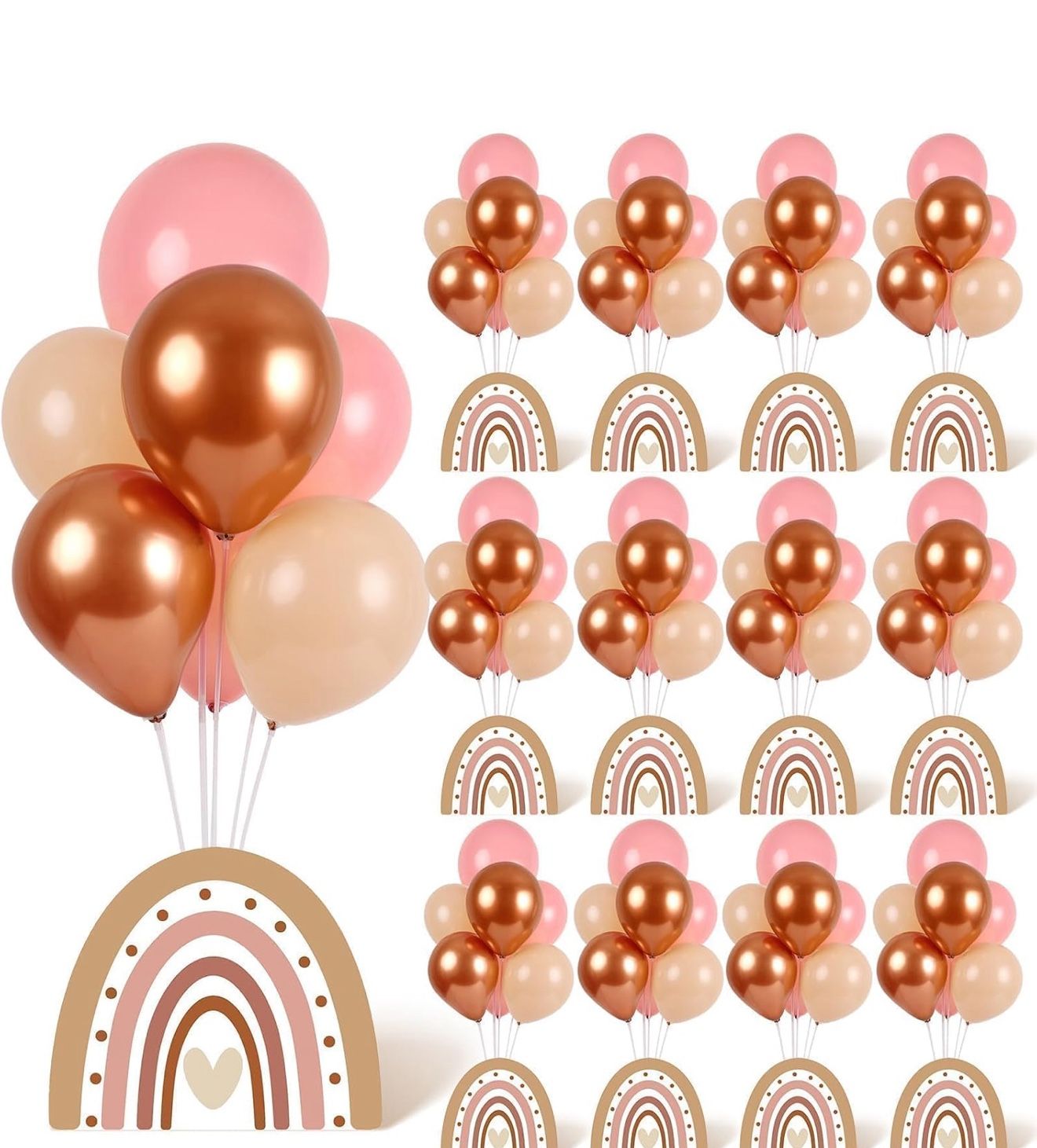 12 Sets BoHo, rainbow, baby shower, balloon, stand kit