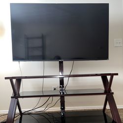 55' TV With 3 Tier Brown And Black TV Stand Mount