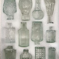 12 clear Glass Bud Vases, Small Vases for Centerpieces