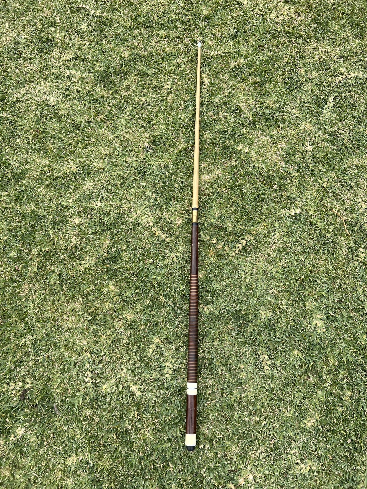 Vintage 2 Piece Pool Cue Leather Wrap Brass Joint Maple Shaft Billiards Cue