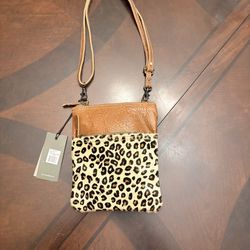 Myra Bag Solemnly Small Crossbody S-2976 Leopard & Tooled Leather NWT