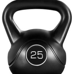 25lb Kettlebell Weight with Wide Flat Base HDPE Coated Handle