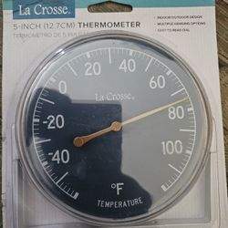 La Crosse 104-1512BL-TBP 5 inch Blue Dial Bracket Thermometer, New
