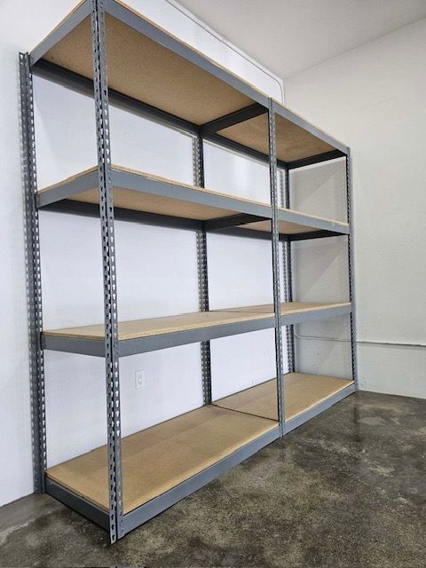 4 Tier Shelving 48 in W x 24 in D American Made Used Heavy Duty Steel Boltless Storage Rack Delivery Available