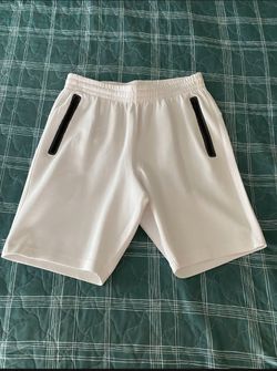 White Athletic Shorts with Zip Pockets