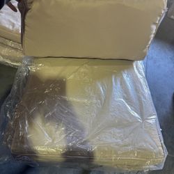 6-Piece Beige Patio Cushion Set – 3 Seats + 3 Backs – $99 WHOLE SET / $19 EACH   Body: Brand new, outdoor weather-resistant patio cushions! Perfect fo
