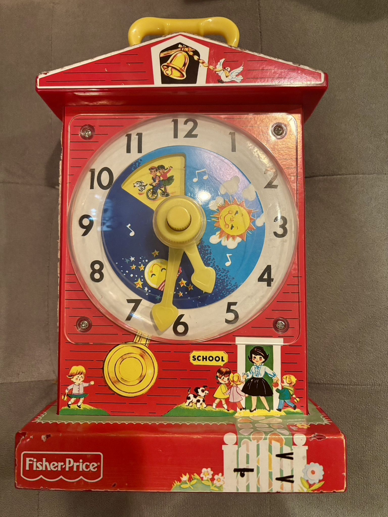 Vintage 1962/68 Fisher Price Teaching Clock Music Box #998