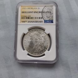 1921 NGC UNCIRCULATED MORGAN DOLLAR 100TH ANNIVERSARY $100