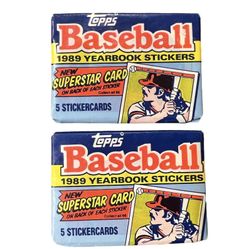 1989 Topps Baseball Yearbook Stickers Wax Pack Lot of 2