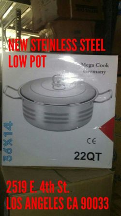 New Stainless Steel low pot 22qt. Olla de accero inoxidable.