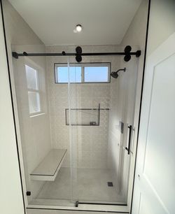 Barn door shower