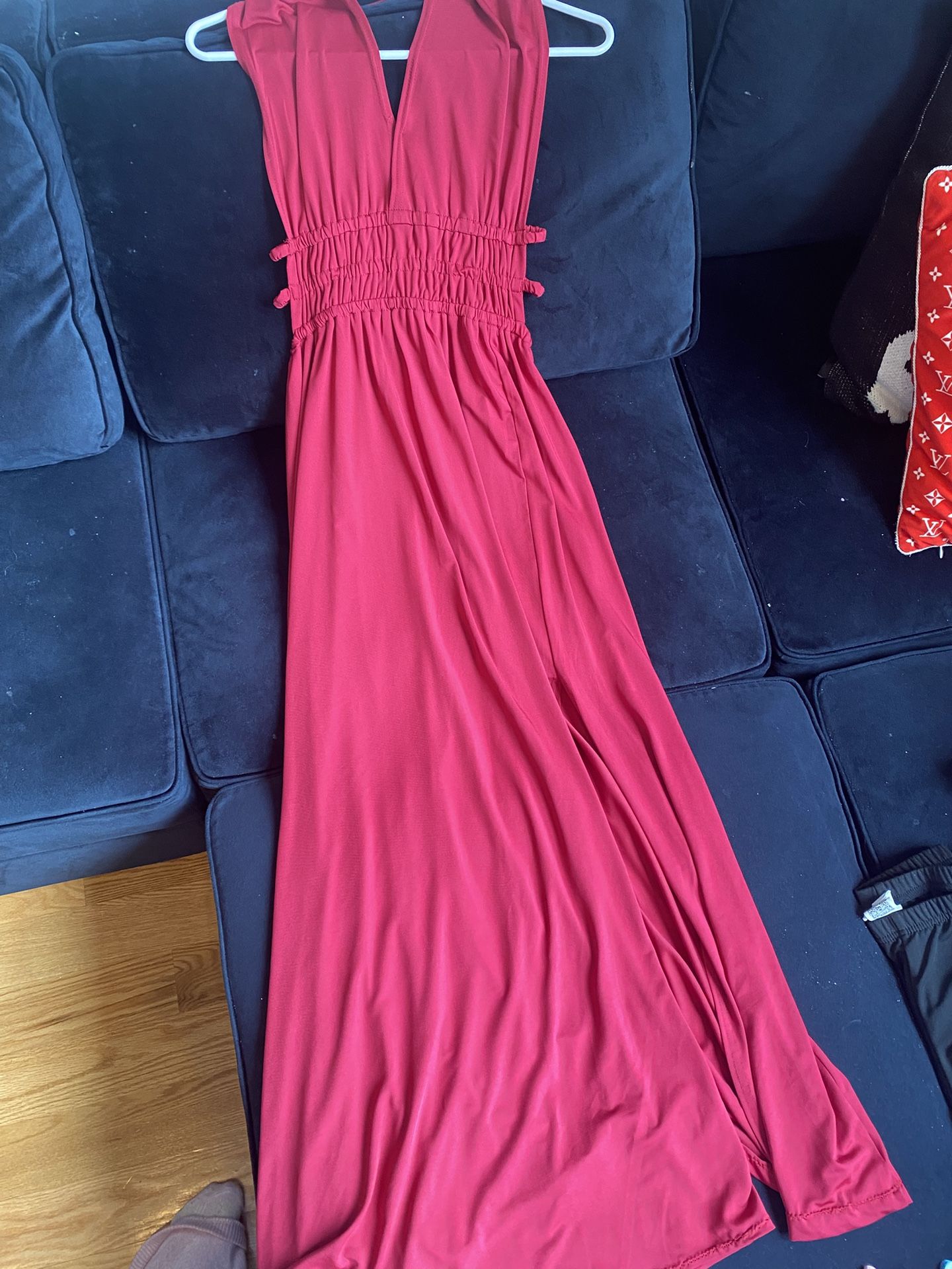 Red, Maxi Dress, With Slit, Maxi, SMALL, SHEIN