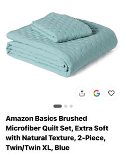 Amazon Basics Microfiber Quilt Set Twin/Twin XL Blue