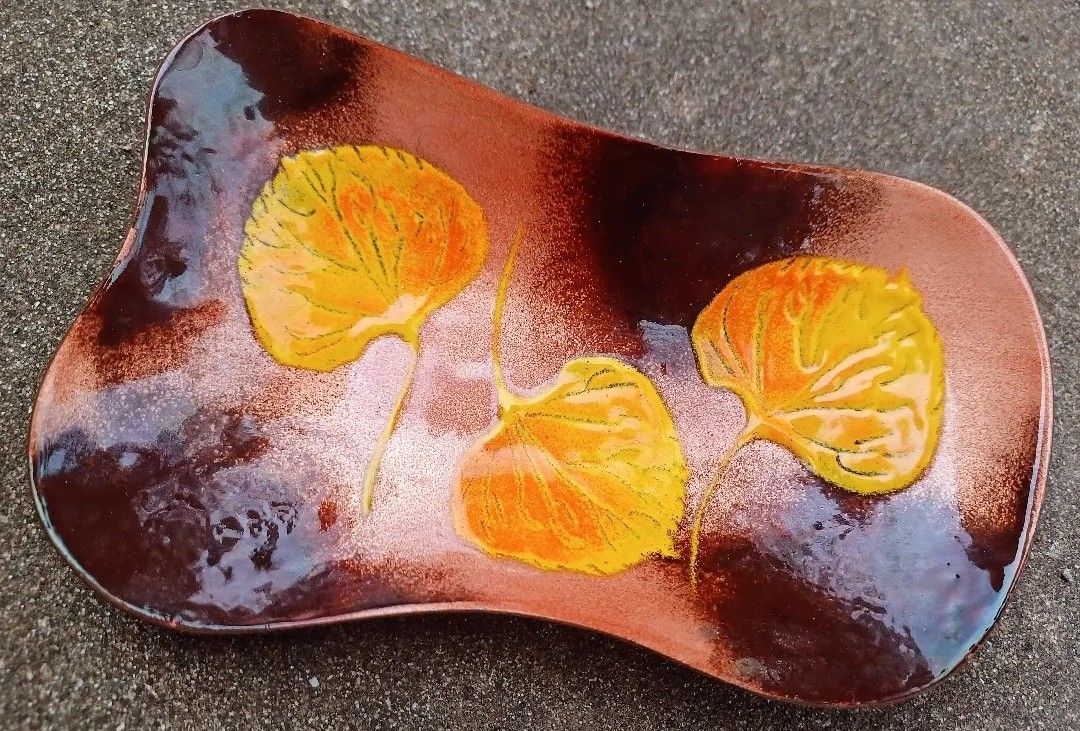 Vintage Midcentury Gorgeous Enameled Decorative ART Bowl Dish