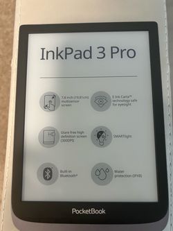 PocketBook InkPad 3 Pro E-Reader Bundle With Case And Charger, Mint Condition