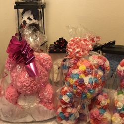 $35 Colorful rainbow rose bear LED lights