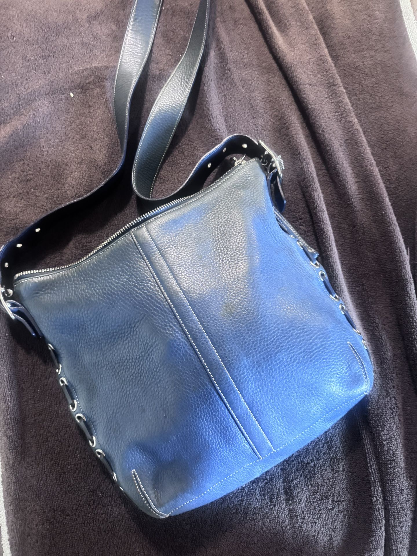 Coach Glacier Blue Legacy Hobo leather bag.
