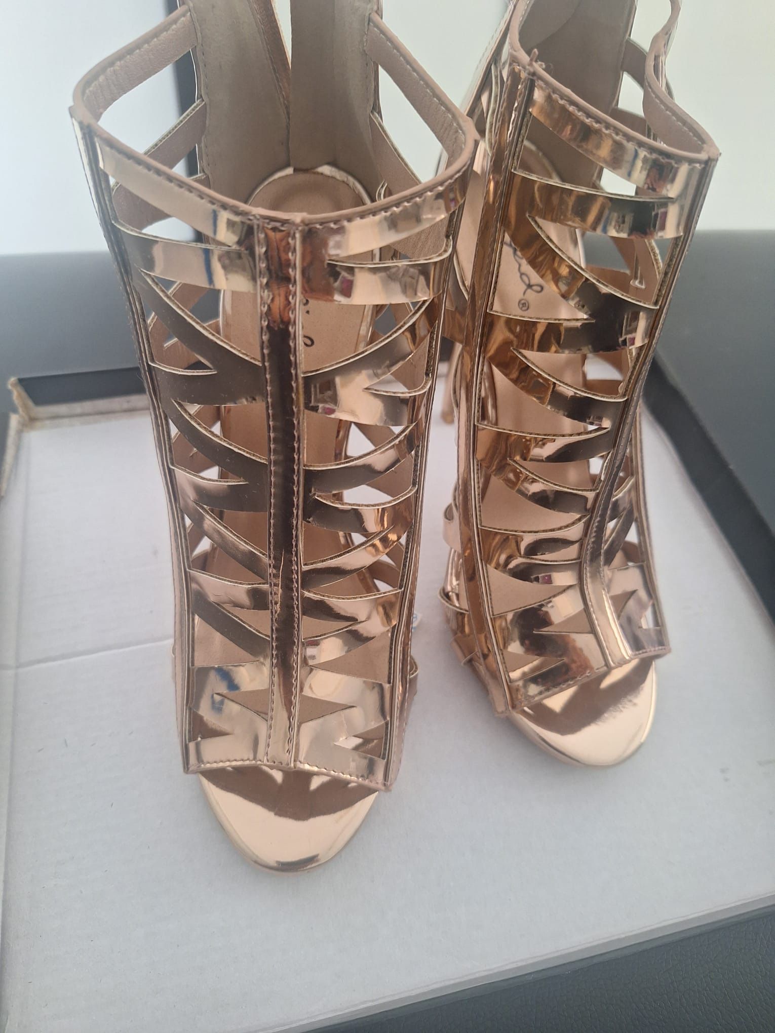 Gold Shiny Metallic Heels