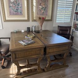 Attractive Wood Office Desks Matching Pair