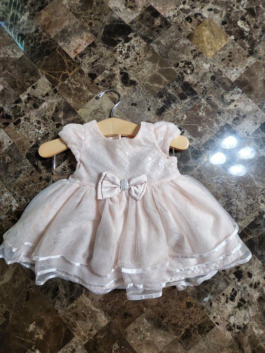Biscotti Baby Pink Dress With Diaper Cover Sz 0-3 Months