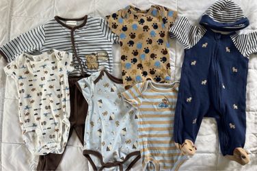 Puppy and monkey themed onesies