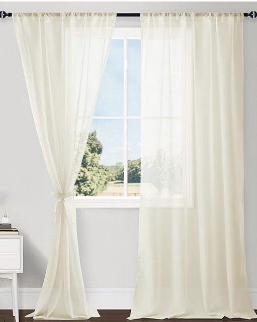 8 Soft Ivory Sheer Panels 52”Wide X 108”Long. For Home Or Event Drapping / Backdrop