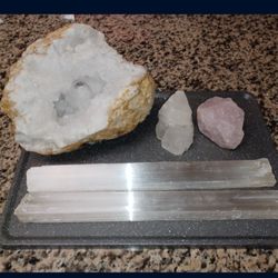 16 Lb Geode, 2 Pcs. Selenite, Rose Quartz, Quartz
