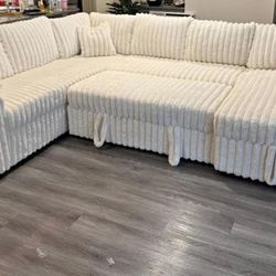 SLEEPER SECTIONAL in CORDUROY - Sand Or Grey Color
