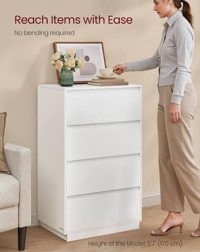 4-Drawer Dresser for Bedroom, Chest of Drawers, Storage Tower Unit, for Closet, Living Room, Entryway, Modern Minimalist Style, 15.7 x 23.6 x 38.3 Inc
