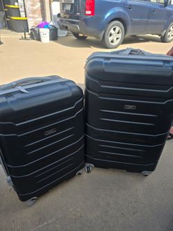 Black hard case luggages